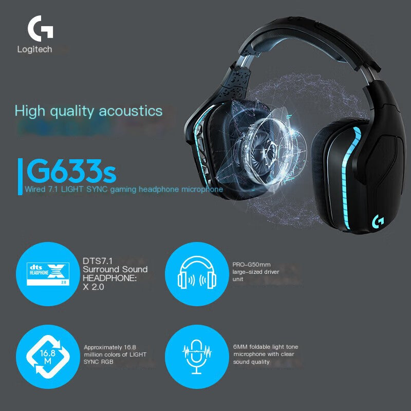 Logitech G633s Wired Gaming Headset — 7.1 Surround